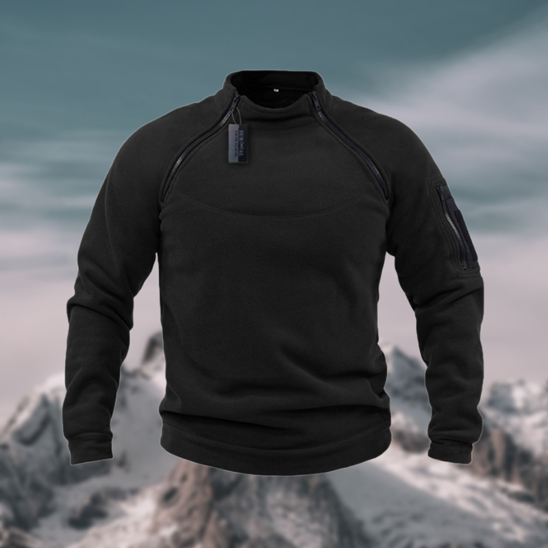 Men’s Tactical Windproof Fleece Jumper with High Neck Half-Zip Design