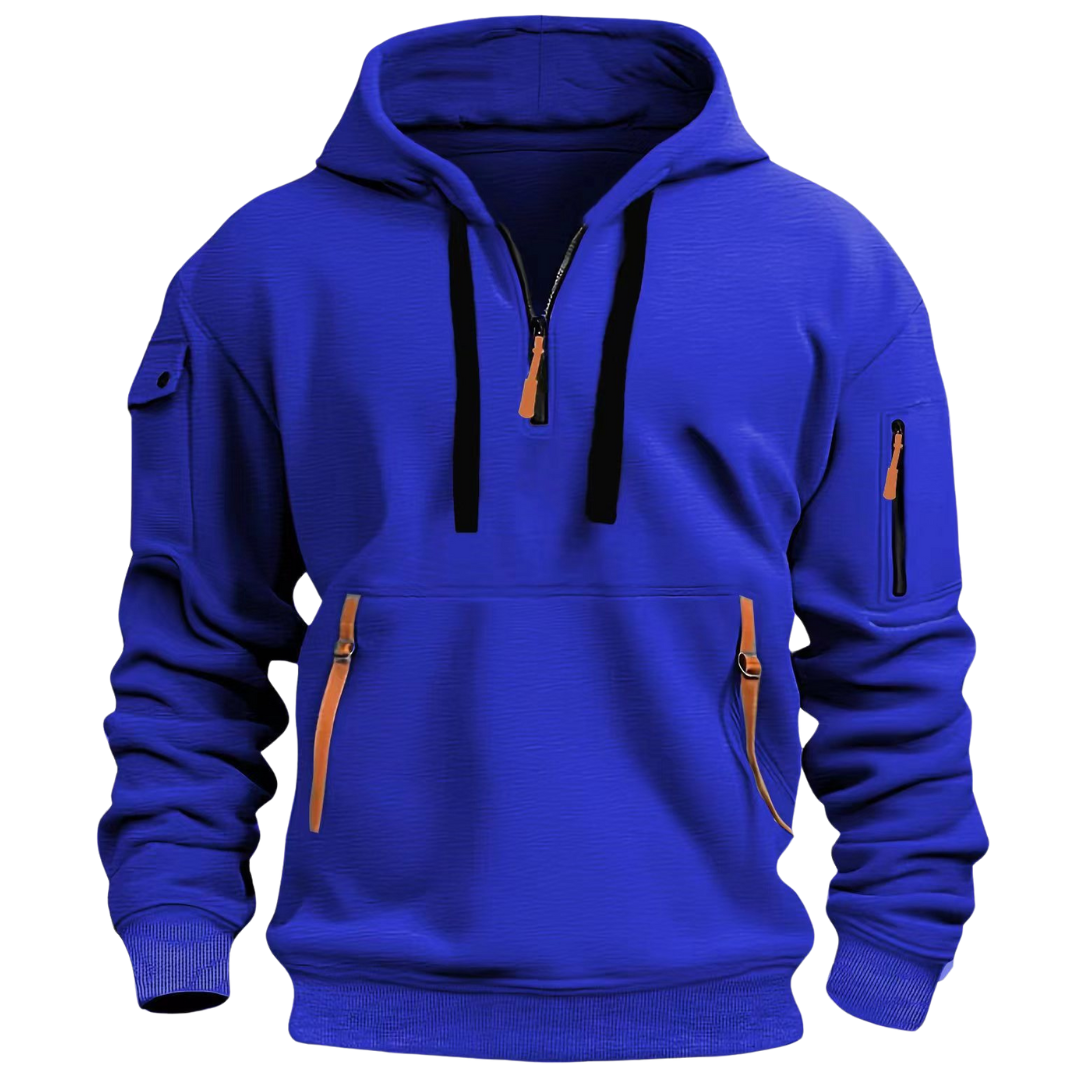 Men's Urban Utility Hoodie with Half-Zip and Zippered Pockets