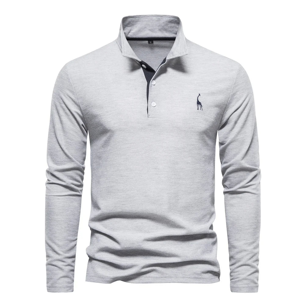 Men’s Long Sleeve Polo Jumper with Button Placket and Collar