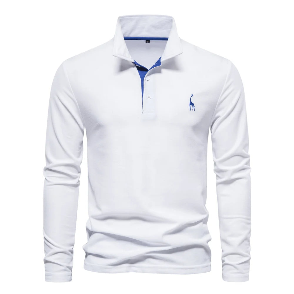 Men’s Long Sleeve Polo Jumper with Button Placket and Collar