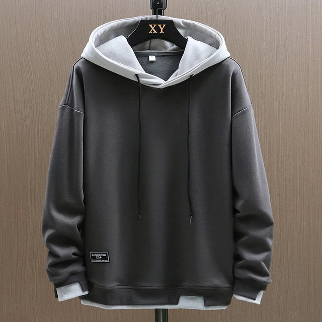 Men's Casual Colorblock Hoodie with Relaxed Fit and Drawstring Hood