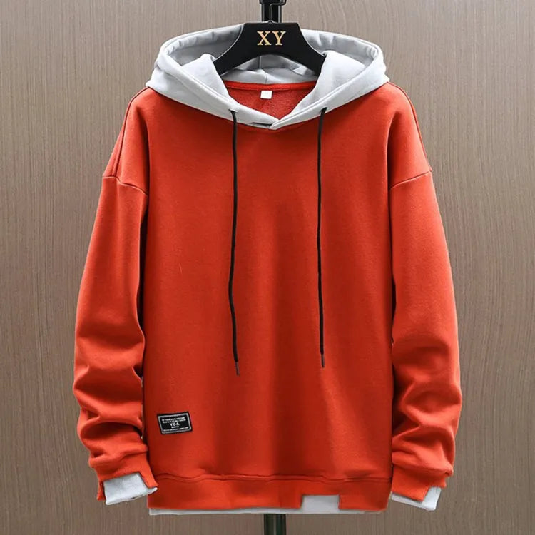 Men's Casual Colorblock Hoodie with Relaxed Fit and Drawstring Hood