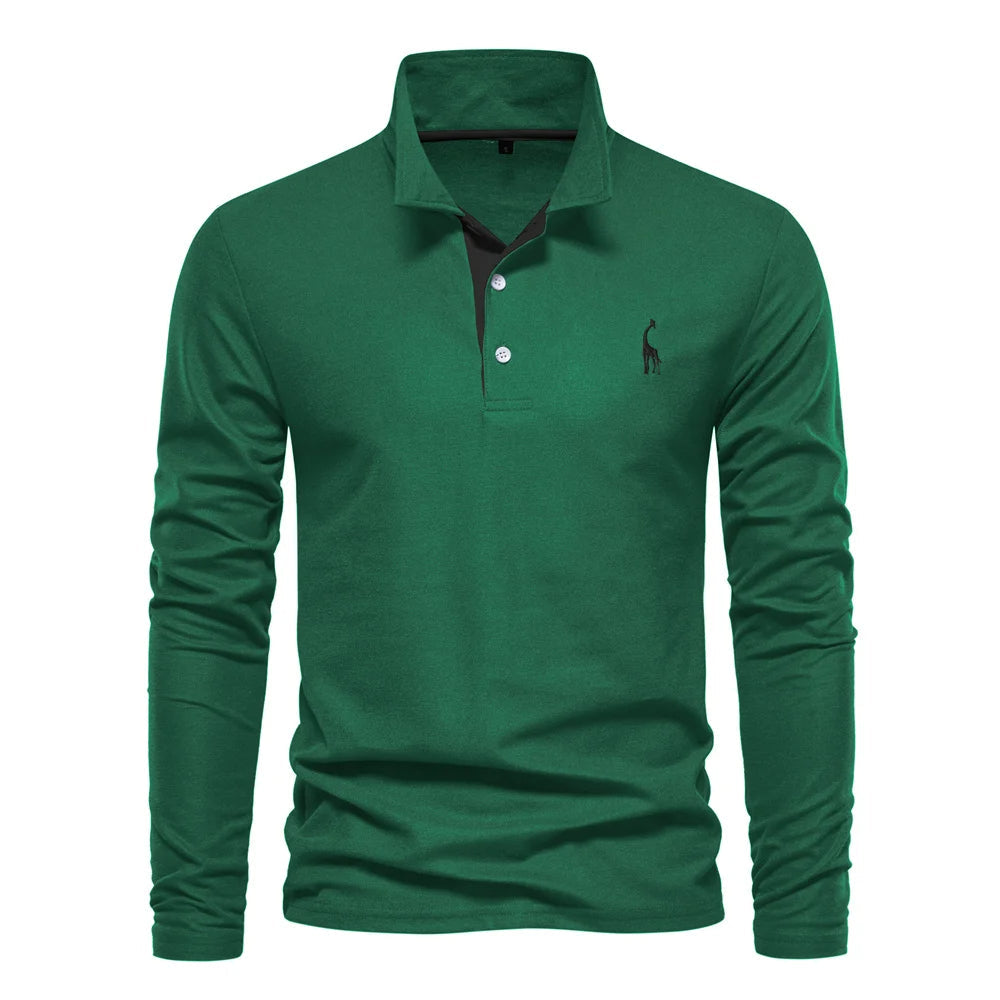 Men’s Long Sleeve Polo Jumper with Button Placket and Collar