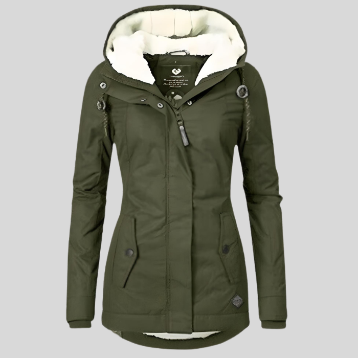 Women's Waterproof Rain Jacket with Hood and Extended Back Hem