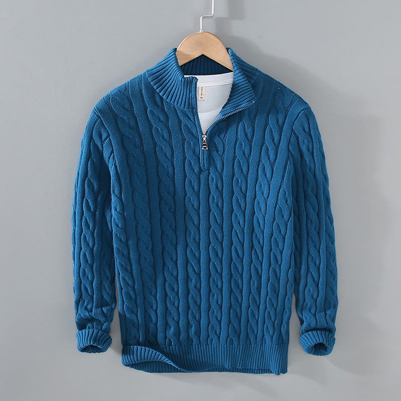 Men’s Cable Knit Half-Zip Jumper with Classic Textured Design