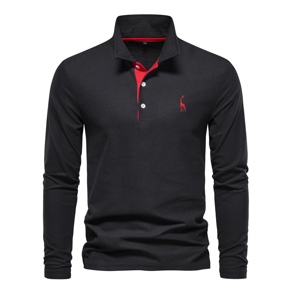 Men’s Long Sleeve Polo Jumper with Button Placket and Collar