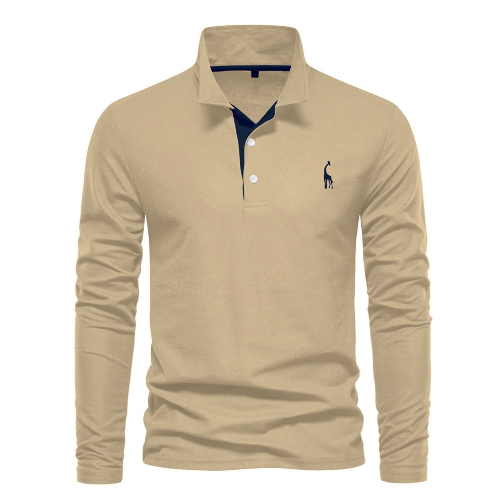 Men’s Long Sleeve Polo Jumper with Button Placket and Collar
