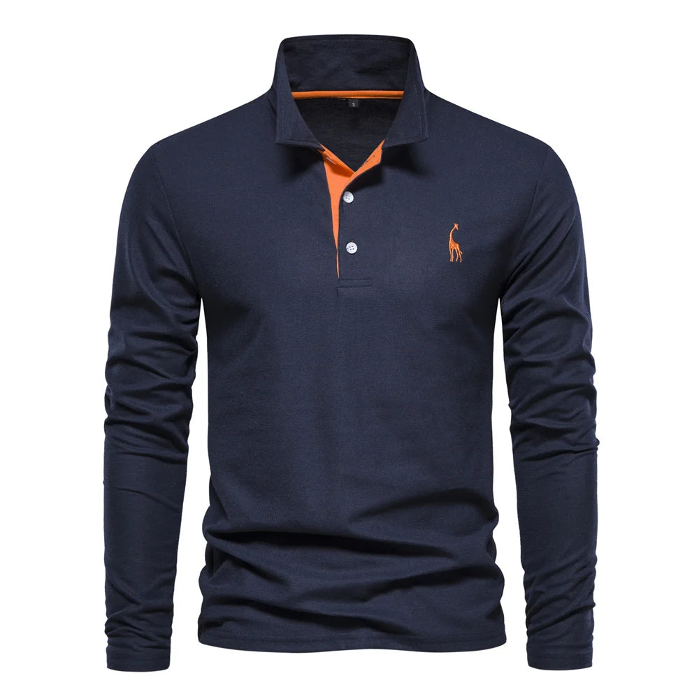 Men’s Long Sleeve Polo Jumper with Button Placket and Collar